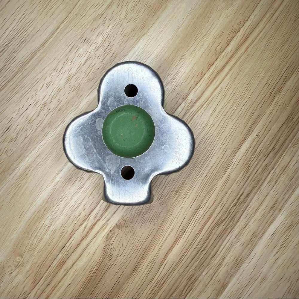 Vintage Silver Club with Green Wooden Handle Cookie Cutter